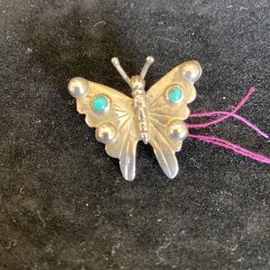Vintage Sterling Butterfly with Turquoise embellishment
